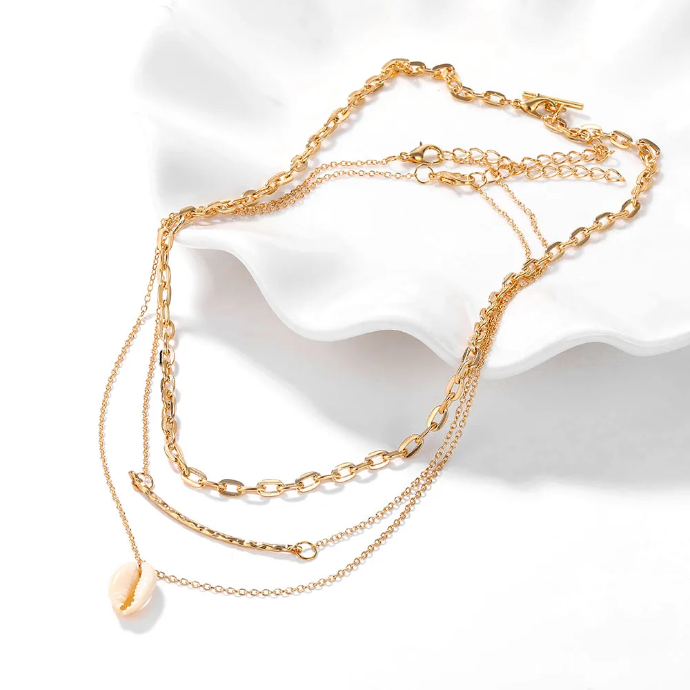 KISSWIFE Fashion Vintage Gold Shell Chain Necklace For Women Lady Mom Heart Pendent Choker Collar Jewelry 2019 | Украшения и