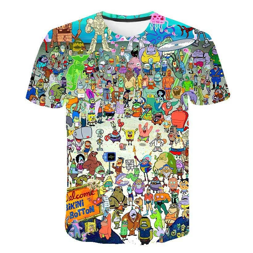 Summer Kid's T-shirt Fun Funny SpongeBob Starfish 3D Printed Shorts Sleeves T-shirt Fashion Casual Tops Children Brand T-shirt