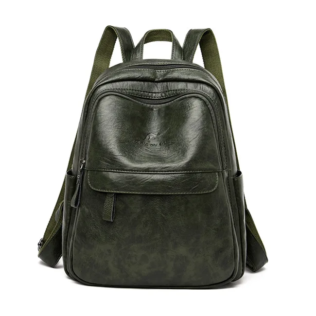 Green Модные брендовые кожаные женские рюкзаки Mochila дизайнерские рюкзаки для девочек-подростков роскошные большие дорожные рюкзаки - Цвет: Green