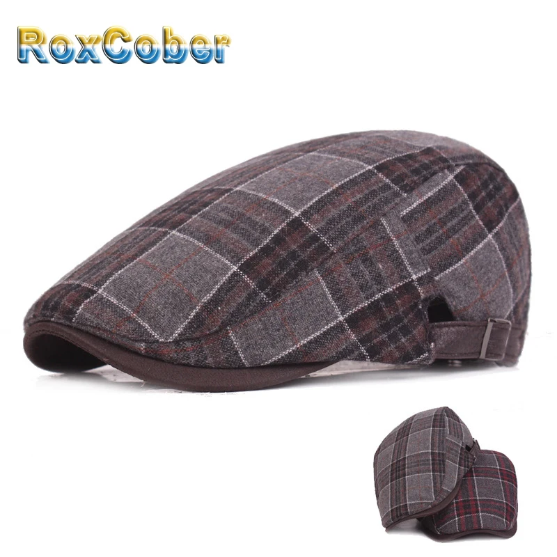 

RoxCober Mens Winter Hats Warm Wool Thicken Fashion Newsboy Caps Vintage Berets Womens Retro Ivy Flat Caps