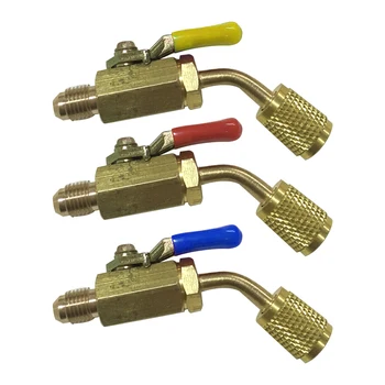 

New 3 Pcs Auto Tool Refrigeration Charging Hoses Accessories Ball Switch Male To Female Brass Professional Car Air Conditioning