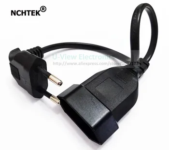 

NCHTEK 90 Degree Angled European Round 2Pin Male to Female Plug EU Power Cable For UPS PDU About 30CM/Free DHL Shipping/100PCS