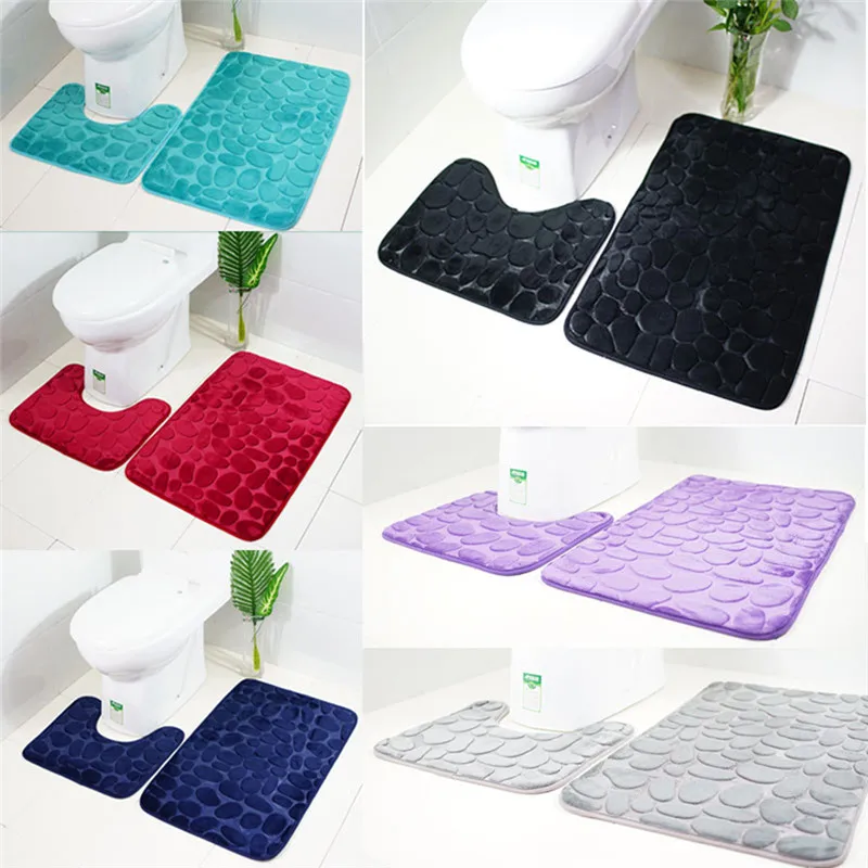 2 шт. Противоскользящий коврик для ванной набор ковров фланелевый кухонный коврик для ванной коврик для туалета коврик моющийся коврик для туалета