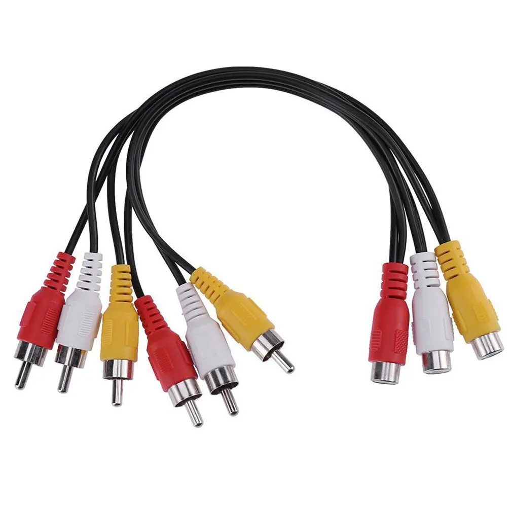 

30cm 3 RCA Female Jack to 6 RCA Male Splitter Audio Video AV Adapter Cable Universal Data Transmission