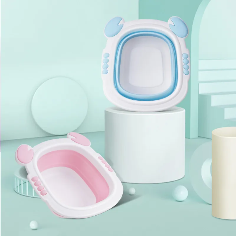 Мультфильм Портативный детская ванночка для мытья лица лоток для ванной комнаты детский складной умывальник детская подушка для новорожденного Складная ванночка для ног