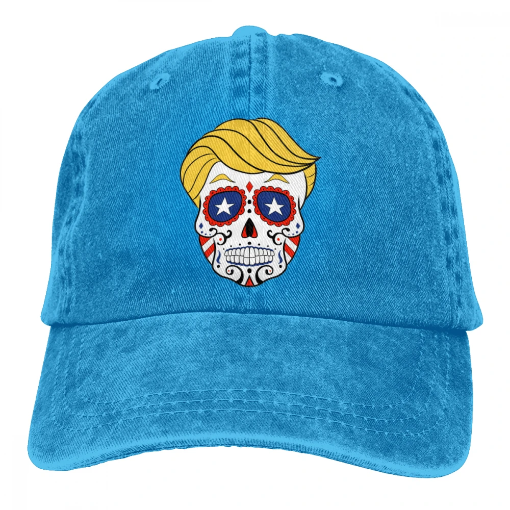 Козырек череп Casquette черный унисекс Мужские Женские джинсовые бейсболка с ремешком кепки Регулируемый Гольф папа шляпа