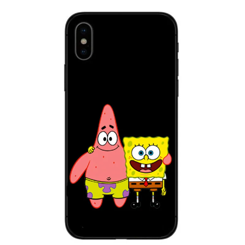 SpongeBobs Квадратные Штаны Губка Bobs лучший друг черный ТПУ Мягкий силиконовый чехол для телефона для iphone 11ProMax X XR XMax 8Plus 7 6 5 - Цвет: TPU