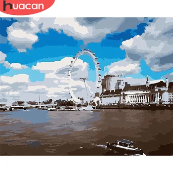 

HUACAN DIY Painting By Number River Hand Painted Paintings Art Drawing On Canvas Gift Pictures By Numbers Landscape Home Decor