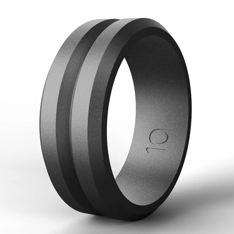 Силиконовое обручальное кольцо для мужчин, элегантные силиконовые резинки, обручальные кольца, Матовый верх, скошенные края, силиконовые кольца, Размер 7-12