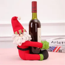 Рождественская Крышка для бутылки с красным вином, украшение для дома, вечерние, Санта Клаус, снеговики, упаковка, Xamas, вечерние украшения, набор бутылок, горячая распродажа
