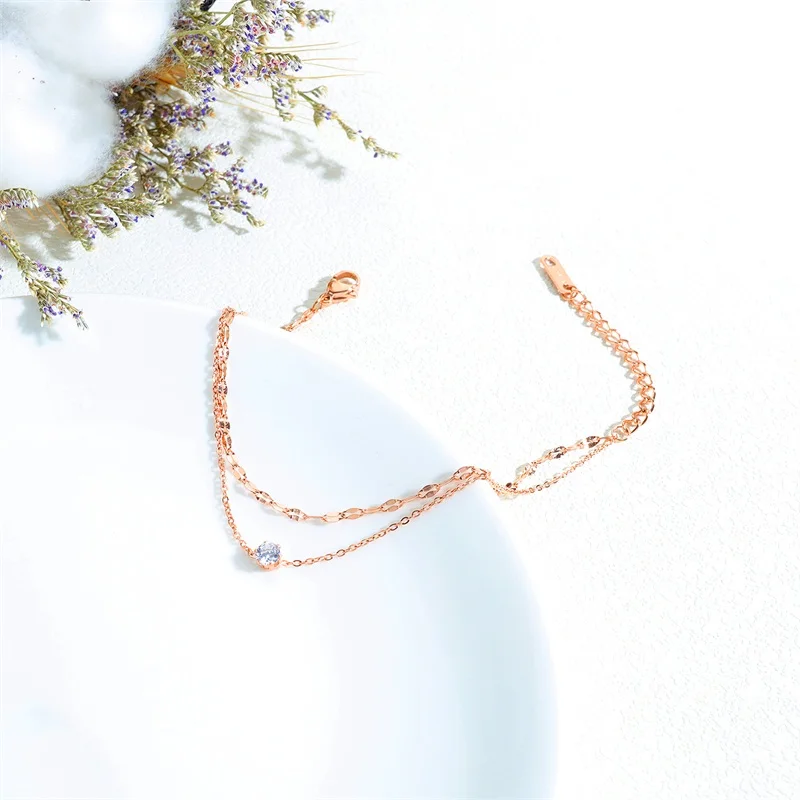 AZIZ BEKKAOUI, романтичный простой стиль, очаровательный браслет для женщин, милые браслеты с кристаллами, розовое золото, ювелирные изделия, вечерние, свадебный подарок