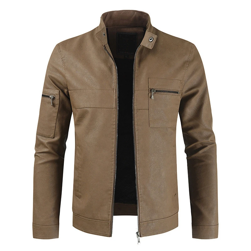 Мужские зимние Новые повседневные винтажные толстые флисовые кожаные куртки, пальто, мужская верхняя одежда, модная теплая куртка из искусственной кожи с карманами для мужчин, DL337