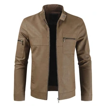 Мужские зимние Новые повседневные винтажные толстые флисовые кожаные куртки, пальто, мужская верхняя одежда, модная теплая куртка из искусственной кожи с карманами для мужчин, DL337