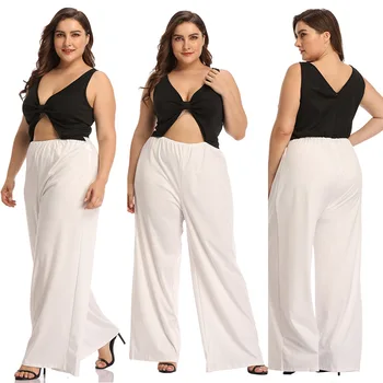 

Sexy Hot Mom Plus Size Women's Sexy Top + Casual Wide-leg Trousers Plus Size Suit Pregnant Clothes