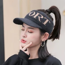 Вязаные бейсбольные шапки для женщин, пустая верхняя шапка с козырьком, спортивная шапка, теплые толстые Лыжные шапки