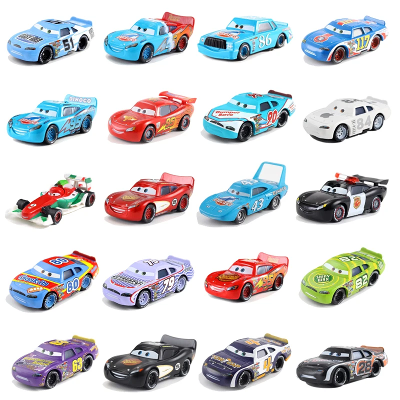 Disney Pixar-Coche de juguete de Metal fundido a presión para niños, juguete de coche de juguete de Cars 3 38 estilo Lightning Mc Queen Blue Jackson Storm1:55