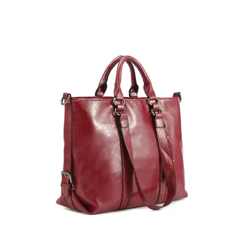 

LANSUXIANG Big PU Leather Bag Women Handbag Soft Office Ladies Work Sling Shoulder Bags Large Capacity Shopper Tote Purses A4