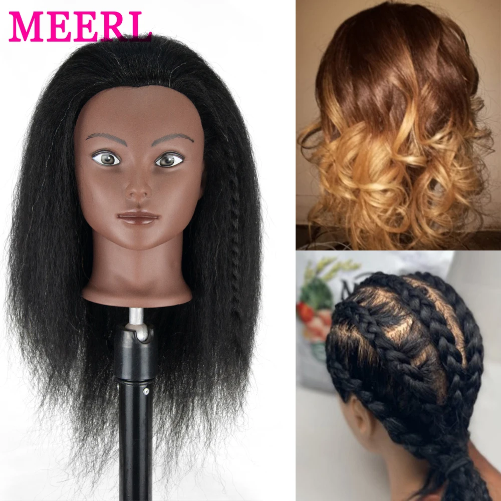 Afro Mannequin Heads ​With 100%Real Human Hair Hairdresser Manikin Doll Head Styling Training For Cutting Braiding Practic |