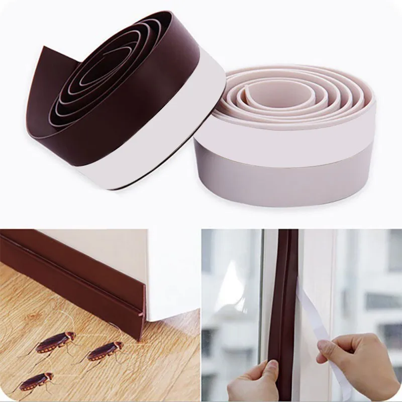 

1M Self-adhesive Door And Window Sealing Strip Dust Wind Insect Noise Insulation Seam Silicone Rubber Sticker Waterproof Tape