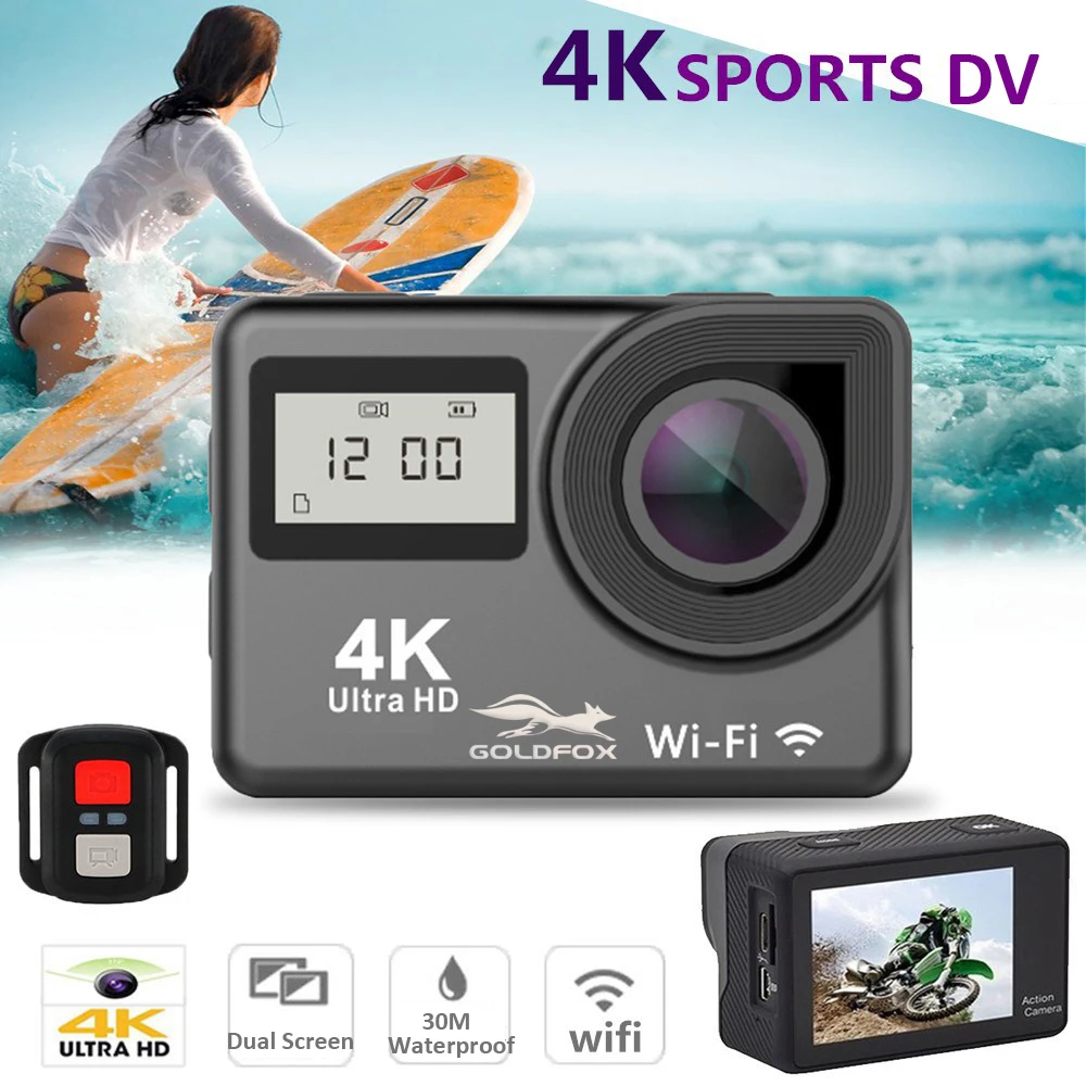 

4K WiFi Action Camera Ultra HD 2.0" Touch Screen 12MP 170D Sports Camera 30M Go Waterproof Pro Heltmet Video Recording Camera