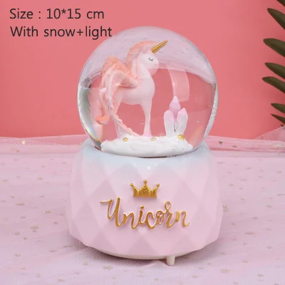 Creative Fancy Unicorn Snow Globe Crystal Ball Rotating Music Box Christmas Decoration For Home Home Decoration Accssories - Цвет: A1