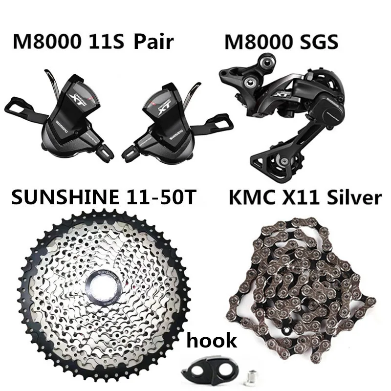 Pair 50T Kit Shimano XT SL-M8000 горный велосипед 11 скоростей RD-M8000 замок после солнца 11 скоростной маховик KMC X11 скоростная цепь сменный комплект - Цвет: Pair 50T Kit