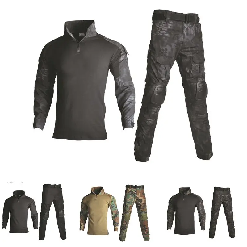 

Tactical Suit Military Uniform Clothes Sets Training Camouflage Hunting Shirts + Pants Army Paintball Clothing Elbow Knee Pads