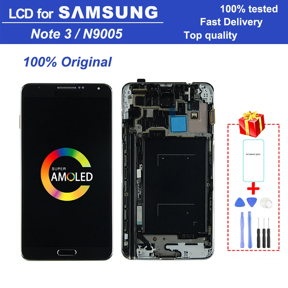 

Original AMOLED 5.7" Note 3 framed LCD monitor for Samsung Galaxy Note3 N9005 N900 N900 ATAT LCD digital touch screen assembly