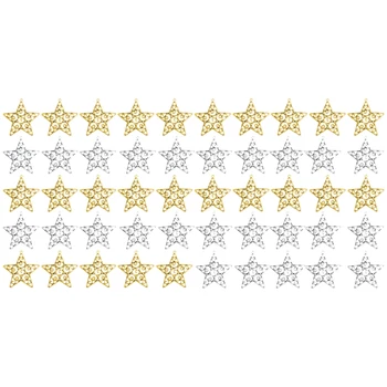

50Pcs Christmas Tree Ornament Accessories Hollowed Five-Point Star Pendants Xmas Hanging Ornaments Party Decoration