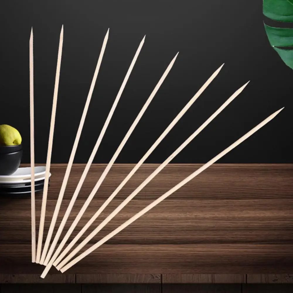 60% Hot Sale 50/100Pcs Disposable Barbecue BBQ Bamboo Skewers Meat Food Meatballs Wood Sticks Kitchen Tools Gadgets