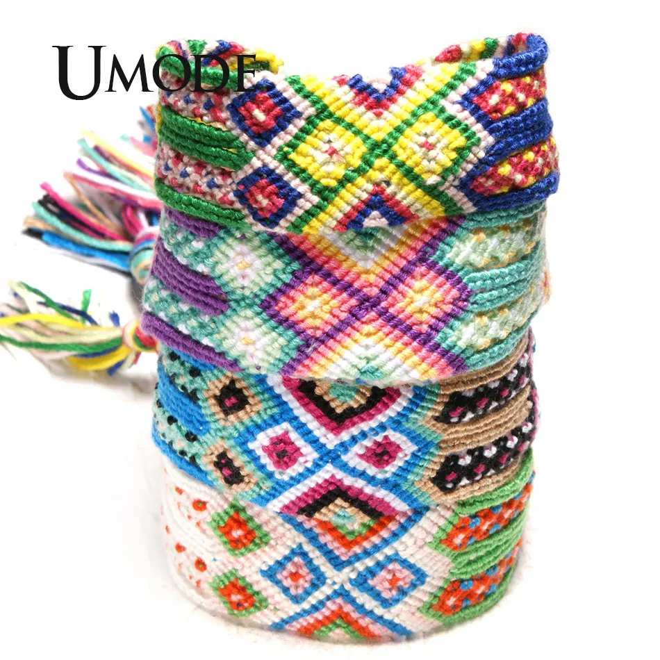 UMODE Бразилия Boho плетеные браслеты для женщин и мужчин дружба богемные тканые хлопковые веревки дешевые амулет pulseras Прямая поставка PB0508