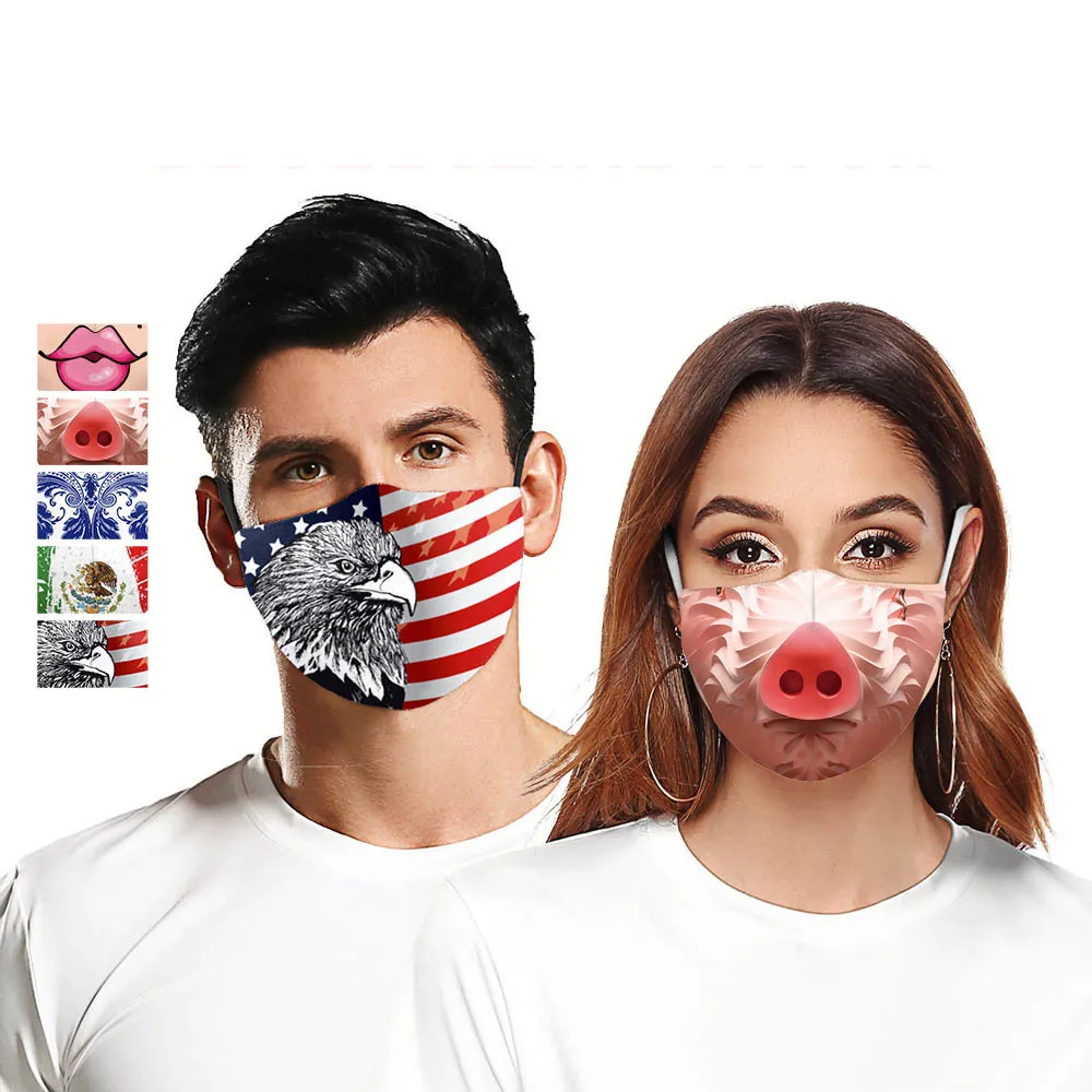 Funny Pink Pig Prints Mask Mouth for Adult Cute Animals Eagle National Flag Pattern Women Men Dust Face Masks Cubreboca Female | Дом и сад