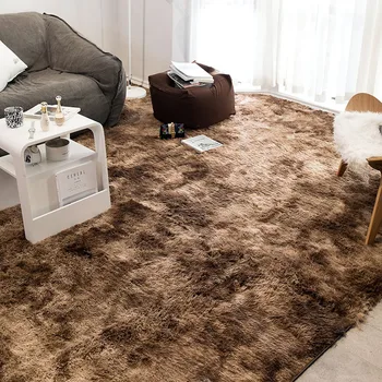 

VESCOVO Thickened velvet 80x120cm blanket Nordic style long hair round carpet bedroom bedside mat washable non-slip rugs