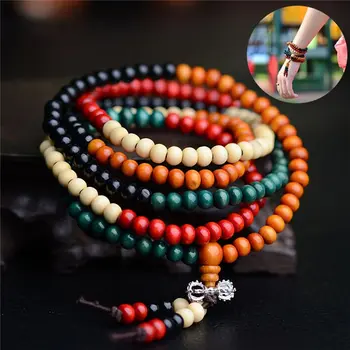 8mm Natural Sandalwood Buddhist Buddha Rosary Bracelets for Men Women Unisex 108 Prayer Beads Bracelets & Bangles Yoga Jewelry