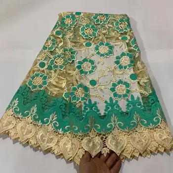 

High Quality fashion African Lace Fabric For Wedding Embroidered Stones France nigerian Guipure Cord Lace fabric FT6-30