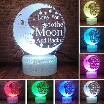 

3D LED Night LightsI Love You to The Moon and Back Optical Illusion Lamps 7 Color Change Smart Touch Light for Valentine's Gift