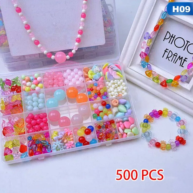 DIY ручной работы игрушка с бисером с набор аксессуаров; творческая детская 24 Сетка девушка ювелирных изделий игрушки Обучающие игрушки для детей, подарок - Цвет: H09
