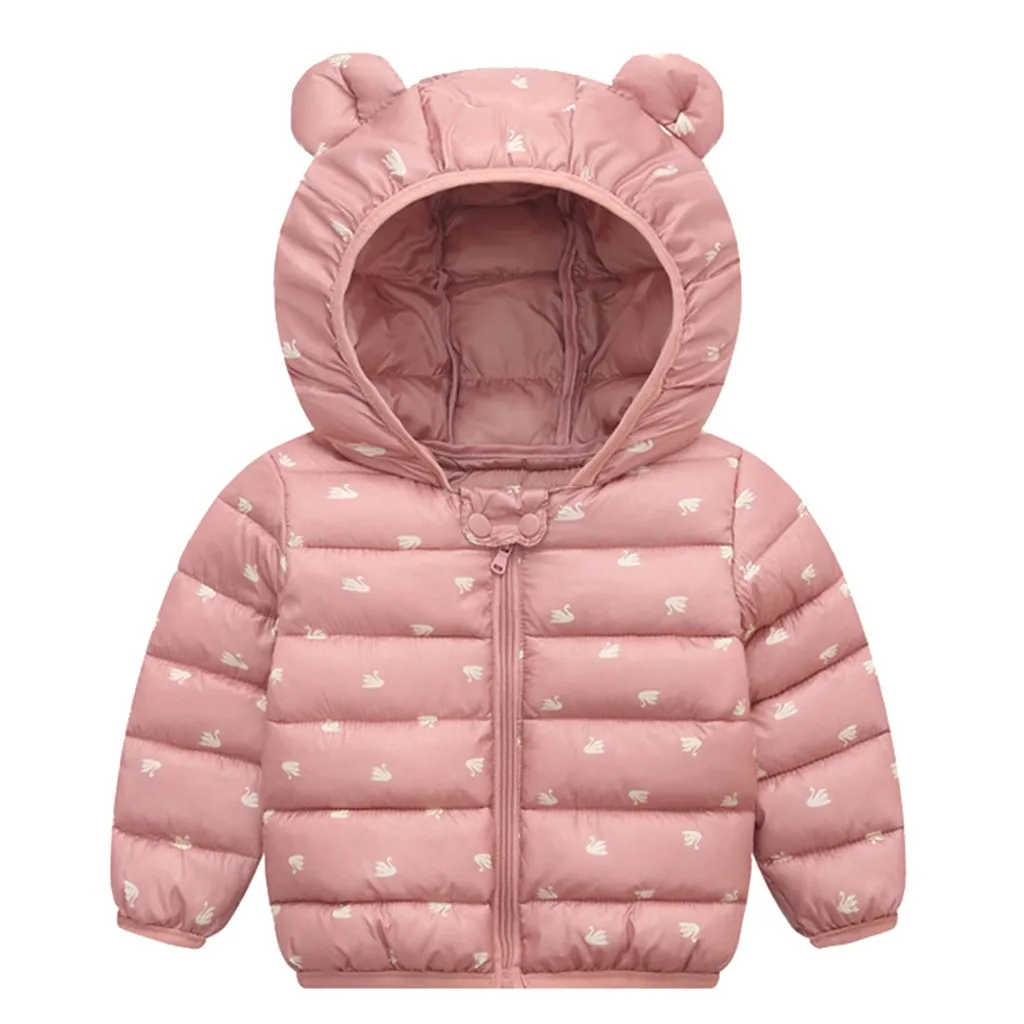 

2019 new toddler baby boy girl winter windproof jacket warm cartoon print bear ears hooded cotton jacket winterjas meisje 4*