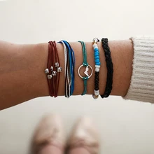 Tocoan, богемный, ручной, тканый, веревочный, женский, браслет дружбы, набор, Ретро стиль, этнический браслет, бисер, бохо, ювелирное изделие, подарок, аксессуары, 8848
