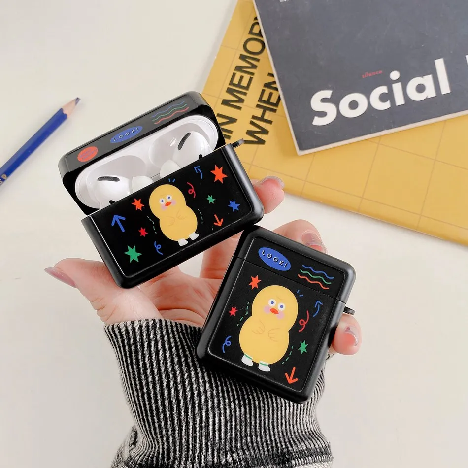 Fashion Korean Duck Earphone Case For AirPods INS Cute Graffiti Protect Cover Apple Airpods 2 Soft IMD Headset | Электроника