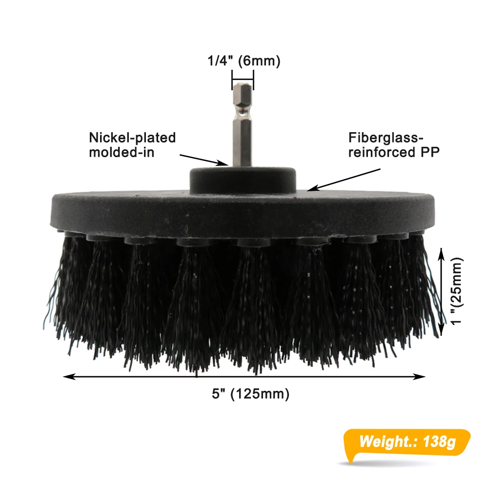 1Pcs 5 Inch Wheel Brush Car Washing Drill Cleaning Brushes for Rim Wash Bathroom Tub Shower Floor Car Auto Cleaning Washing Tool