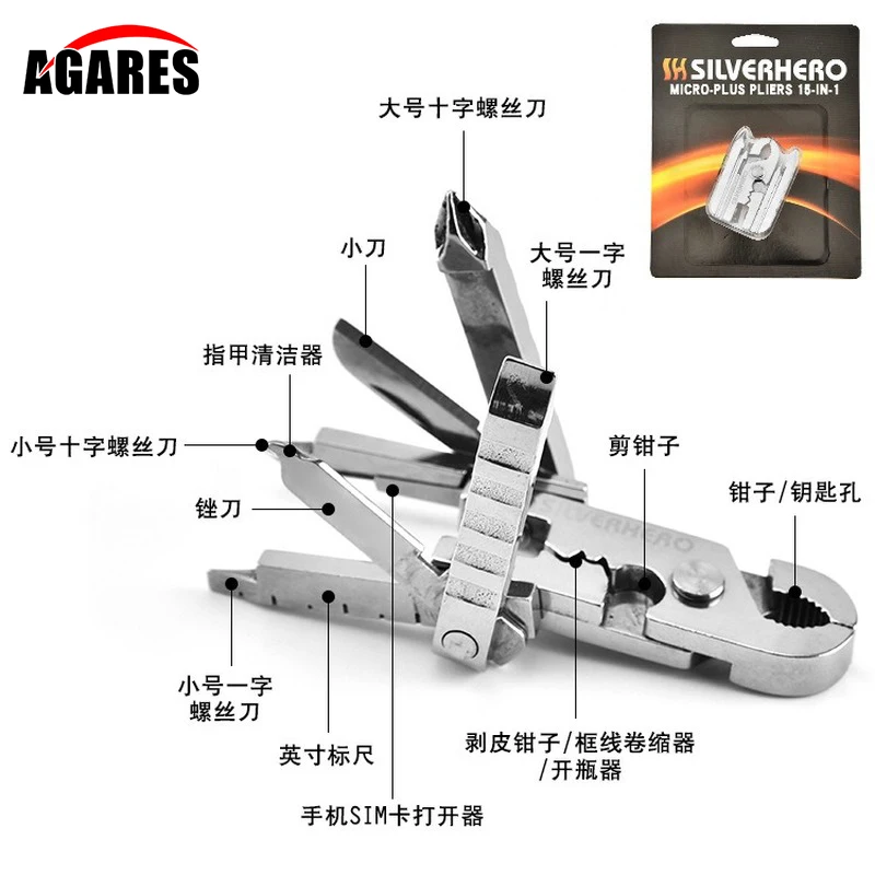 

Multifunctional Outdoor Tool EDC Mini Pliers with Key Ring Mobile Phone Card Pin Digital Screwdriver Daily Use Smart Pliers