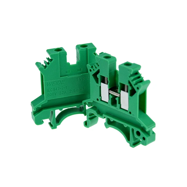 10Pcs Din Rail Terminal Block UK-2.5B Wire Electrical Conductor Universal Connector Screw Connection Terminal Strip Block UK2.5 Green