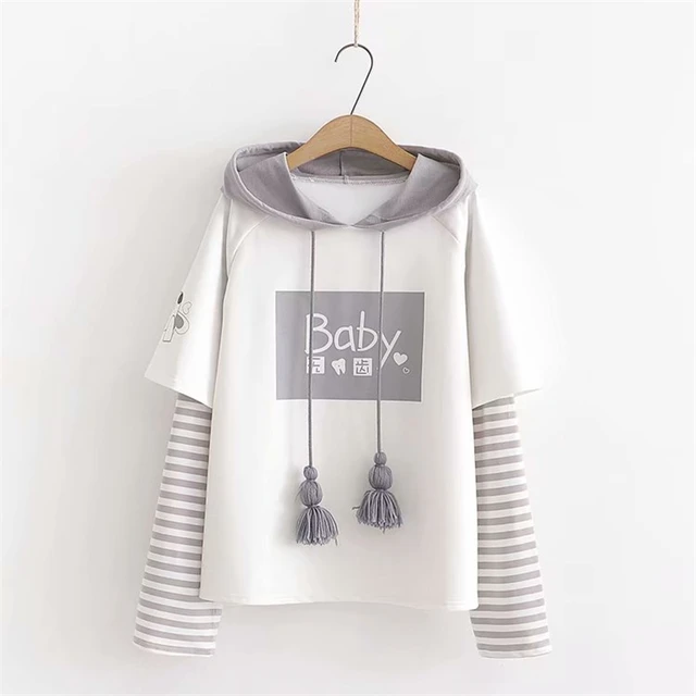 Cute Cotton Long Sleeved Hoodie with Cute Ropes 6
