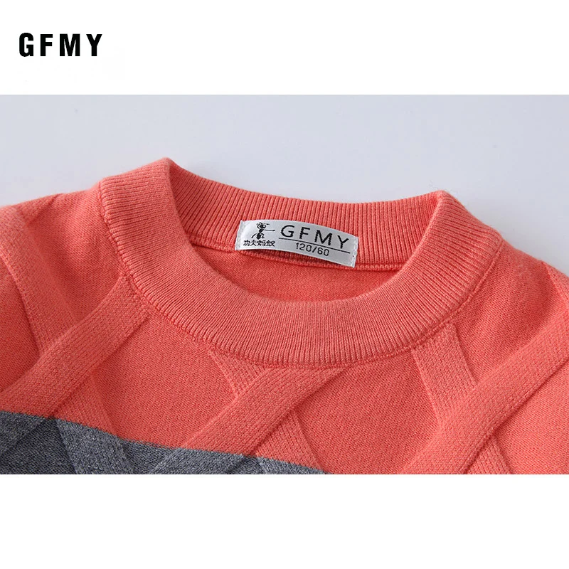 GFMY 2019 осенне зимний модный трехцветный свитер с круглым вырезом для мальчиков