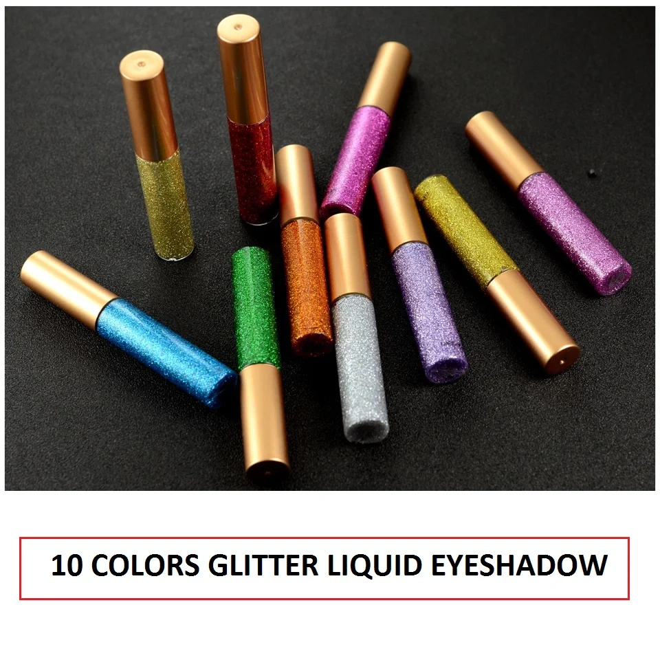 10 Colors Glitter Eyeshadow Liquid Eyeliner Shimmer Long Lasting Sexy Nightclub Dancing Dazzling Sequins Eye Makeup Tools