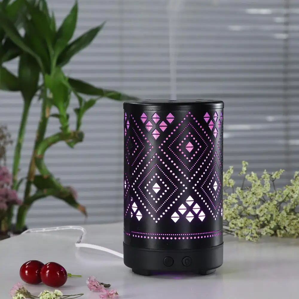 

Metal Diffusers Iron Art Aromatherapy Machines Essential Oil Nebulizer Openwork Pattern Air Humidifier auto off For Rooms 100ml