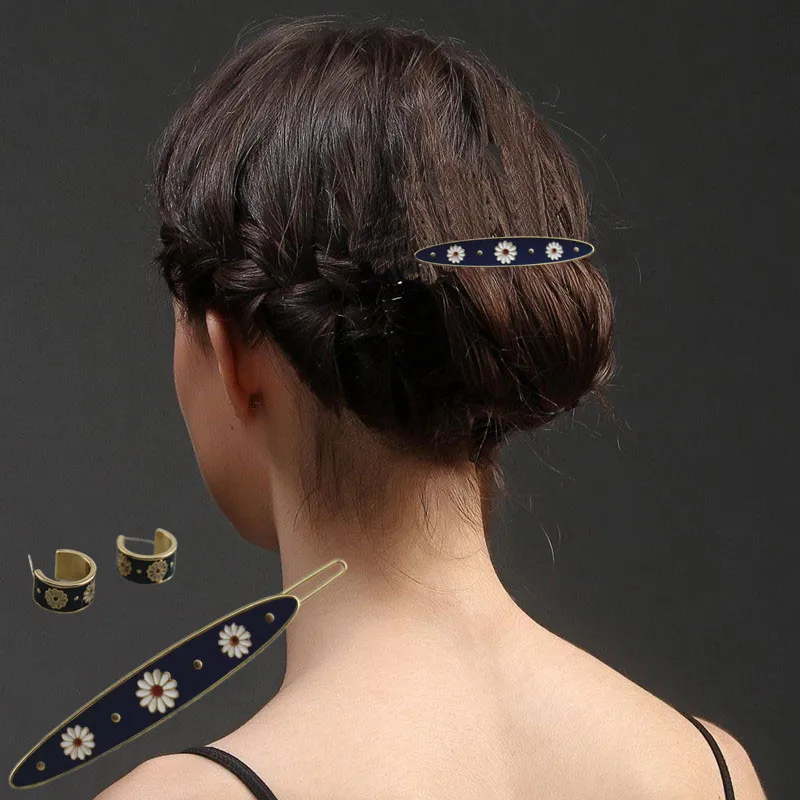 Small wrinkle chrysanthemum retro elegant ins wind hairpin female Chinese style celebrity temperament one word side clip | Украшения и