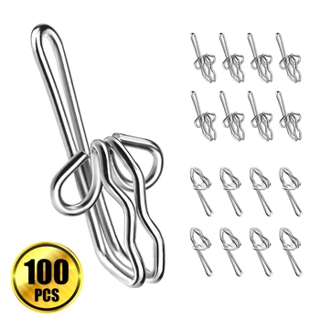 

100 Pcs Metal Curtain Hooks Drapery Hook Pins With Clear Box For Window Curtain Door Curtain Accessories