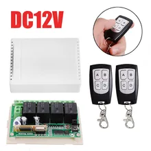 Interruptor de controle remoto universal 433mhz, módulo de receptor de rádio e relé 4ch de 12v dc com 2 peças de controle remoto transmissores